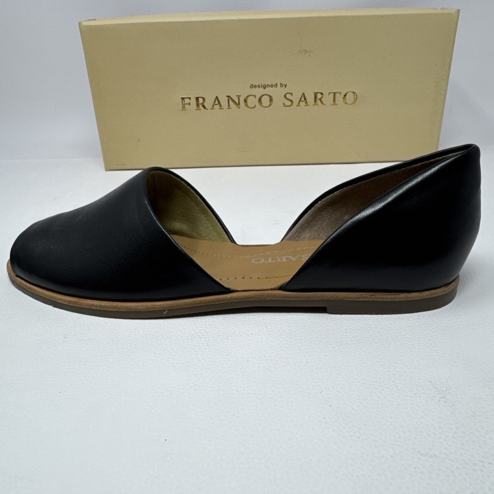 Franco Sarto Comfortable Flats Black Soft Leather Open Toe Slip On Shoes, 5.5M - Picture 10 of 16